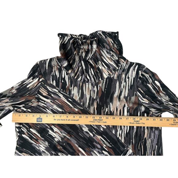 Ali Miles Tunic Top Blouse Cowl Neck Abstract Artsy Textured 3/4 Sleeve Large - Picture 8 of 9